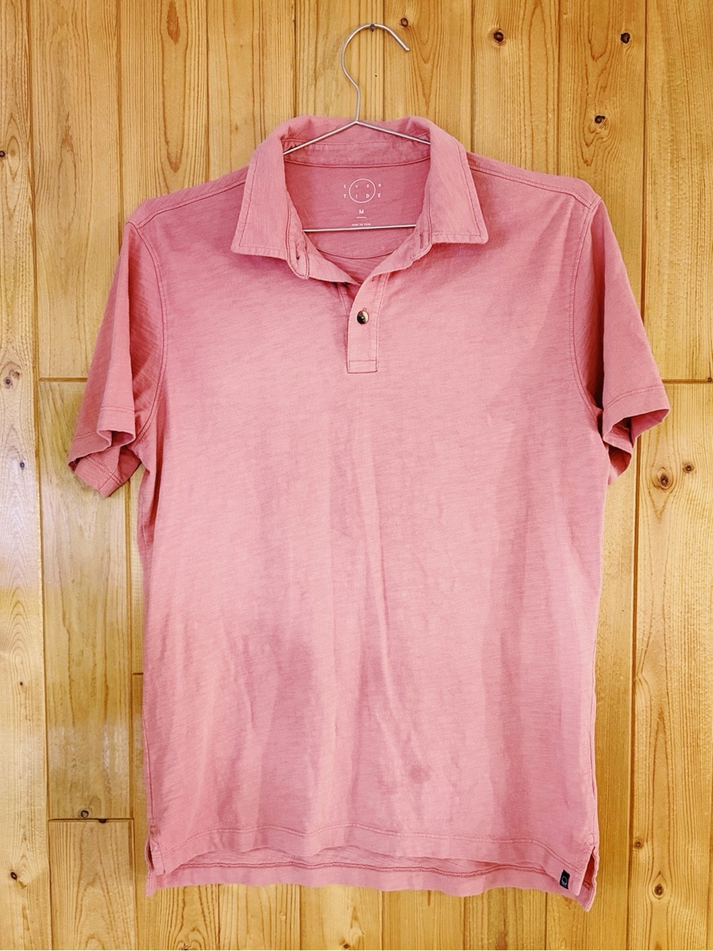 EUC Seven Tide Men’s Polo Shirt – Coral Pink | Medium | 100% Cotton
